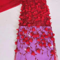 New Design Red 3D Flower Sequin Lace Colorful Embroidery Flower Lace Fabric for Party Dress