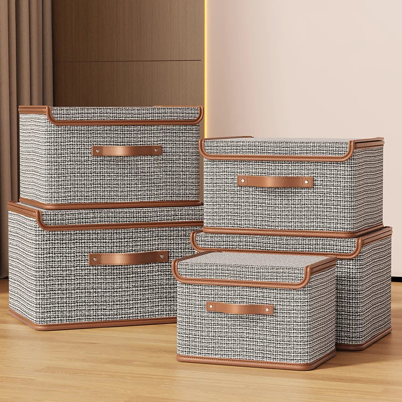 Wardrobe Closet Organizer Clothes Pants Quilts Organizer Boxes With Sturdy Handle Lid for Closet