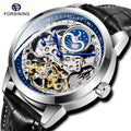 New Forsining For55 Moon Phase Skeleton Dial Mechanical Men Watch Automatic Self-Wind Leather Strap Sport Wristwatch