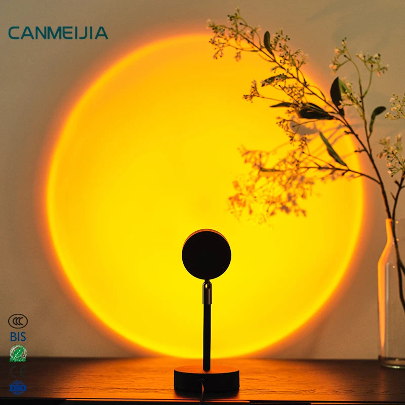180 Degree Rotation UFO Colorful Flexible Usb Button Floor Lamp Eternal Sun Rainbow Led Red Sunset Light Projector Sunset Lamp