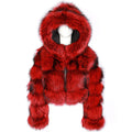 Autumn Solid Color Long-sleeved   Warm Zipper Lamb Fleece Furry Windbreak Tops Jacket Plaid Fur Coat With Hood