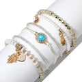 6pcs/set Bohemian National Style Beaded Anklets Eyes Palms Heart Beads Bracelets for Women