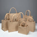 Linna Eco-friendly Natural Jute Gift Handbag Custom Tote Purse Screen Printed Logo Medium Size Custom Orders Accepted