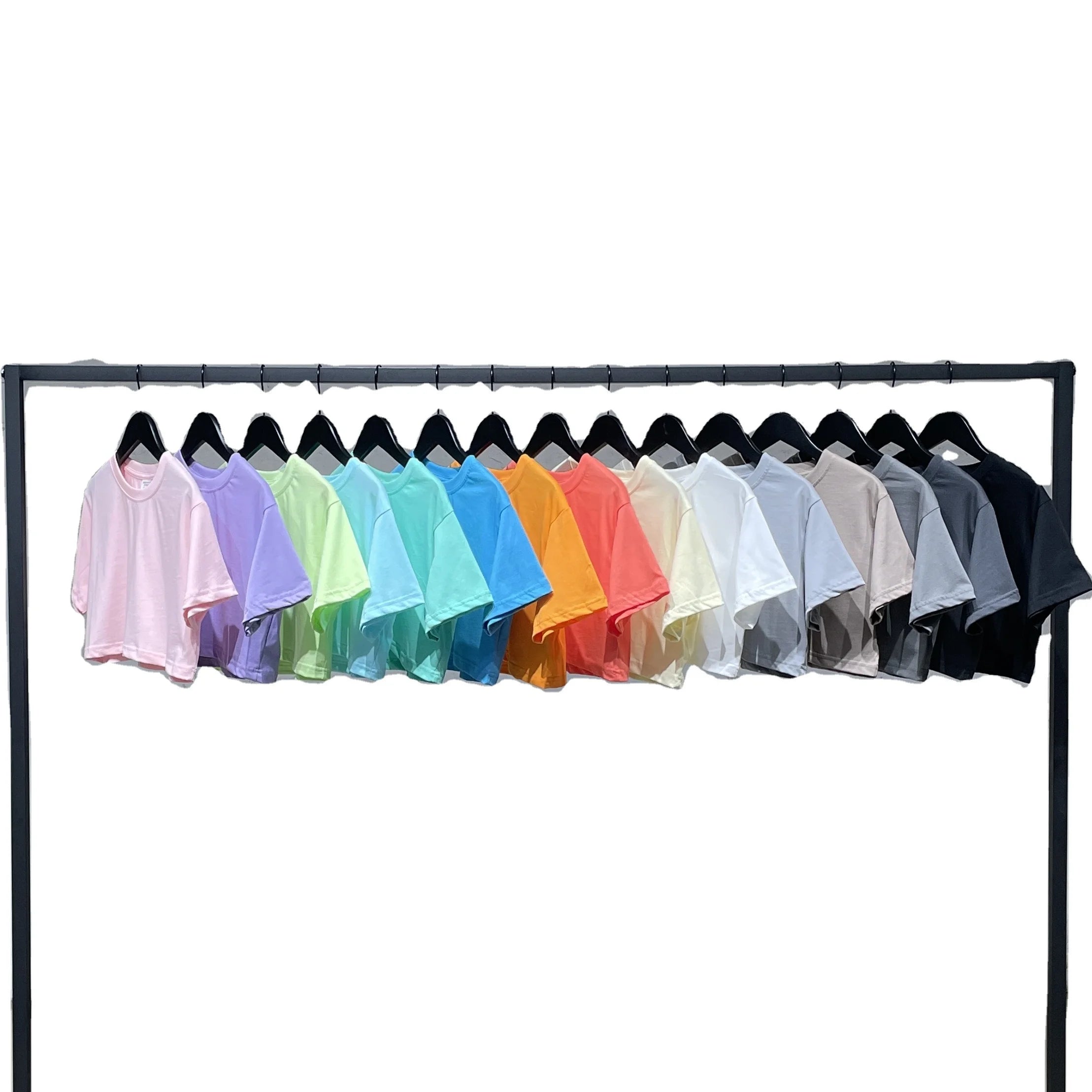 2022 New Trendy Hot Breathable Loose Summer Girls 100% Cotton Plain Tshirt Hip Hop Streetwear Blank Crop Tops for Women