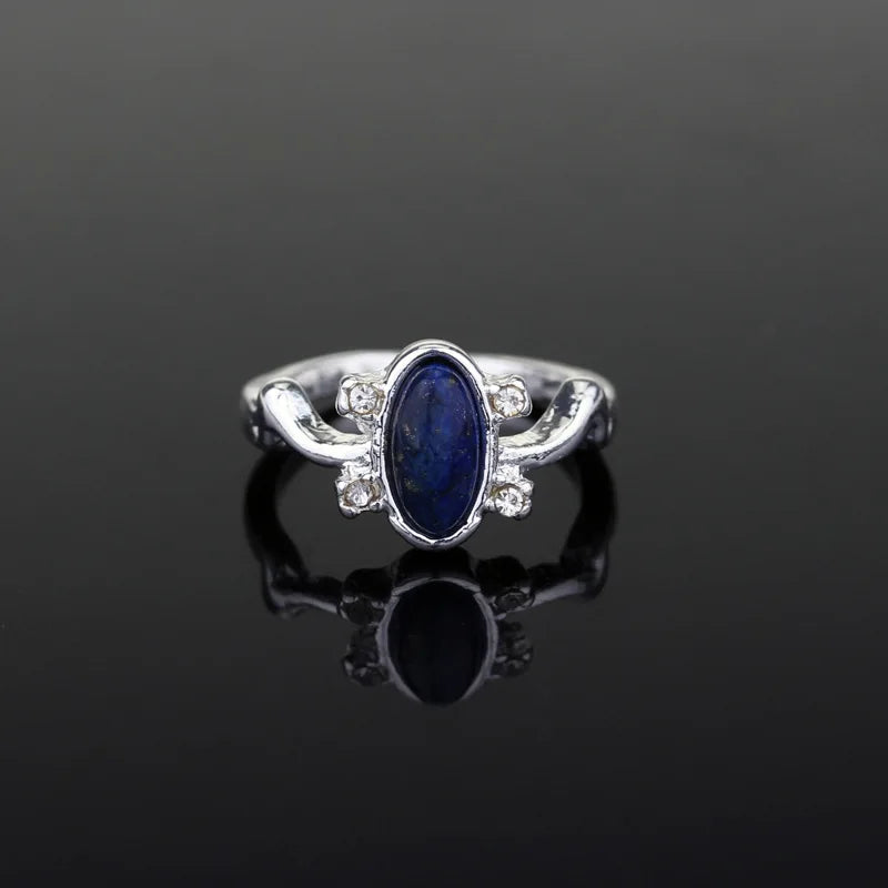 The Vampire Diaries Ring Elena's Daylight Sun Protection Ring Classic Design Blue Stone Ring for Women Accessories