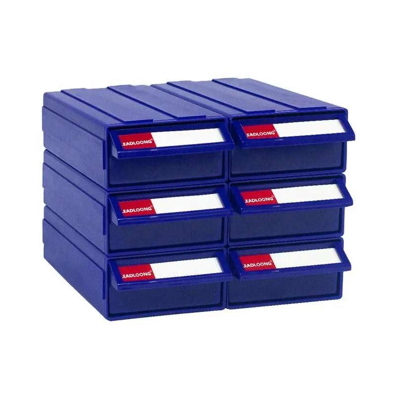 Leadloong F1 All Blue Color 6pcs Three-Layer Classic Plastic Storage Box 80*95*50MM/7*3.7*2 Inch Small Parts Organizer