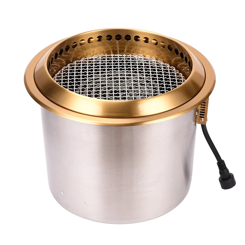 2500W Korean Electric BBQ Grill Commercial Round Stainless Steel for Restaurants Grill