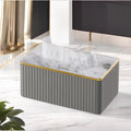 Luxury Kitchen Rectangular Black Gold Decoration Table Leather Fabric Tissue Box