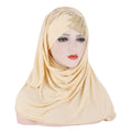 Monochrome Milk Silk Forehead Sequins Combined With Scarf and Headband Muslim Fashion Hijab