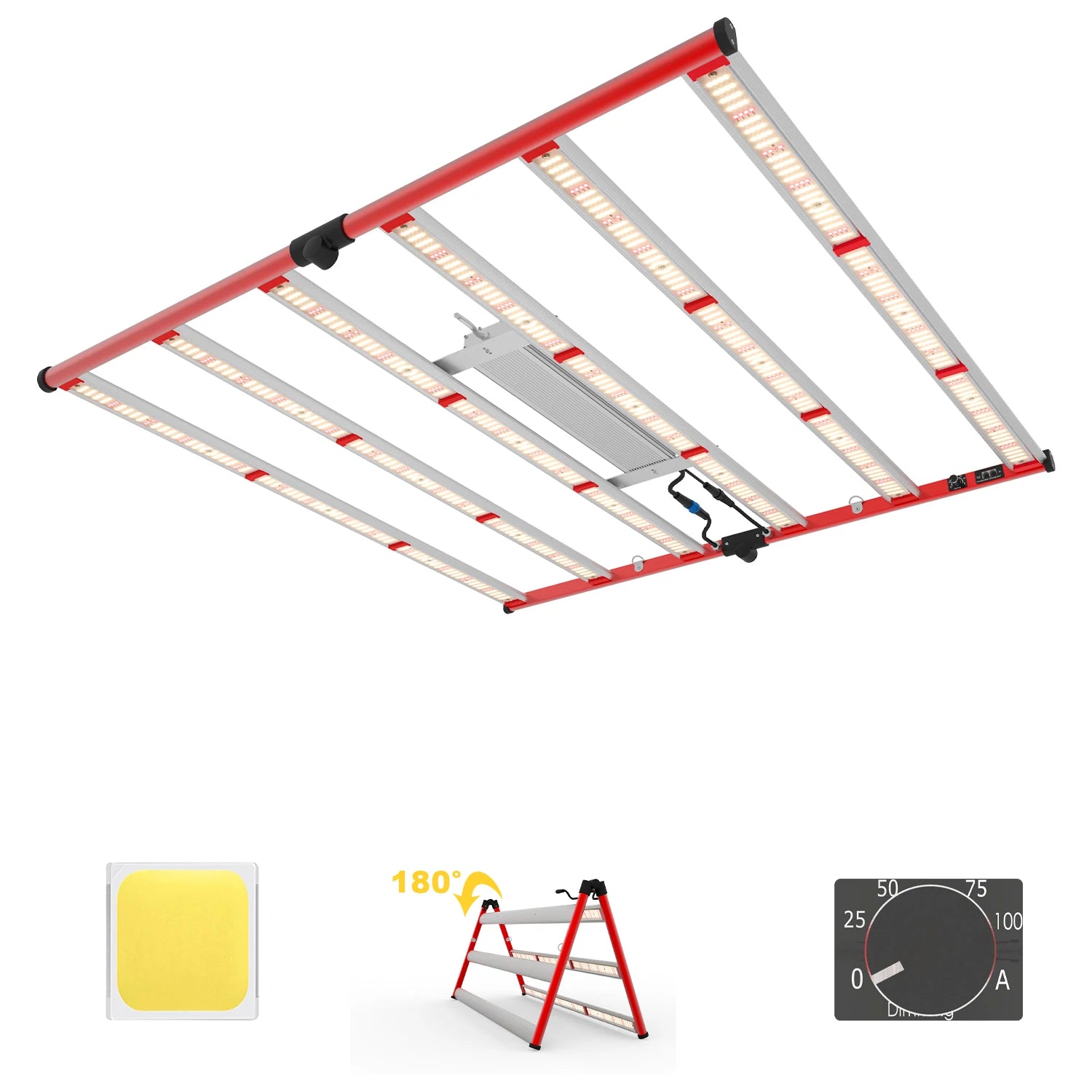 650W LED Grow Light Bar Full Spectrum Bloom Indoor Hydroponic White Aluminum Body IP65 Dimmable 6x6FT Coverage 3-Year Warranty 6