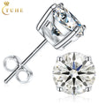 Push Back 0.1ct-4ct Classic 4 Prong Moissanite Stud Earrings White Gold 925 Sterling Silver VVS Mossanite Diamond Men Women