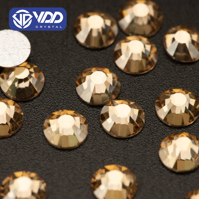 VDD 058 Golden Shadow SS3-SS50 Glass Rhinestones Crystal Non Hotfix Flatback Stones Diamond for DIY Nail Art Accessories