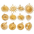 FANDA Vintage Stainless Steel Smiling Sun Moon Geometric Pendant Gold Plated 18K PVD DIY Unisex Necklace Charm Accessories