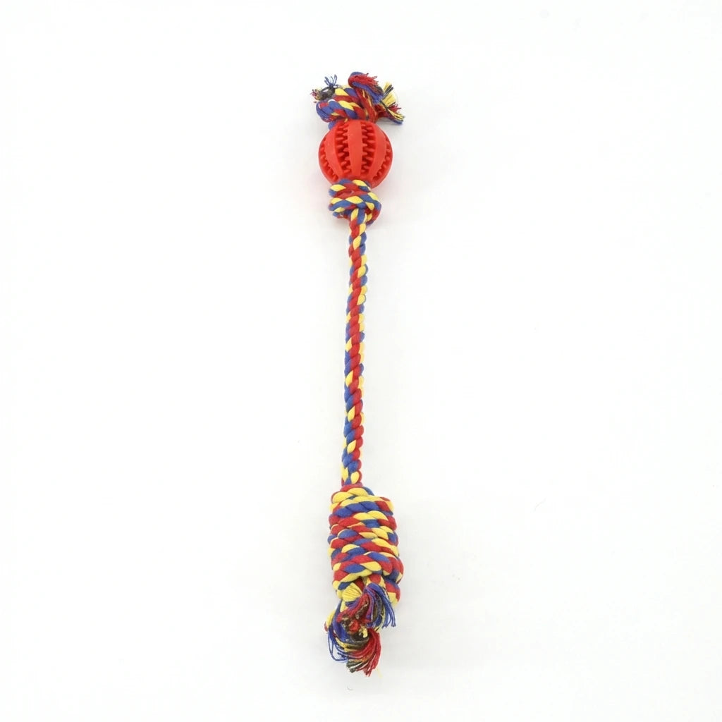 Dog Chew Rope Toy Rubber Chew Toy Rubber Tug-Of-War Interactive Training Pet Teething Cleaning Rope Ball