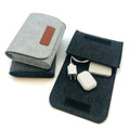 New Design Custom Logo Grey Felt USB Cable Charger/Mouse Accessories Storage Bag for iPhone 13 Pro Max Multifunction