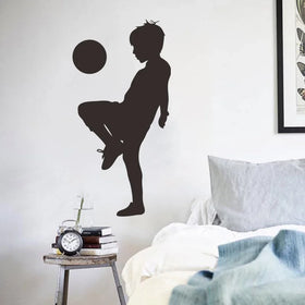 Football Boy Black and White Painting Silhouette Wall Stickers Boy Bedroom Decoration Wallpaper Self Adhesive Painting
