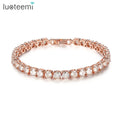 LUOTEEMI Fashion Brass Zircon Tennis Bracelets Champagne and Green Cubic Zirconia Gold Tennis Bracelet