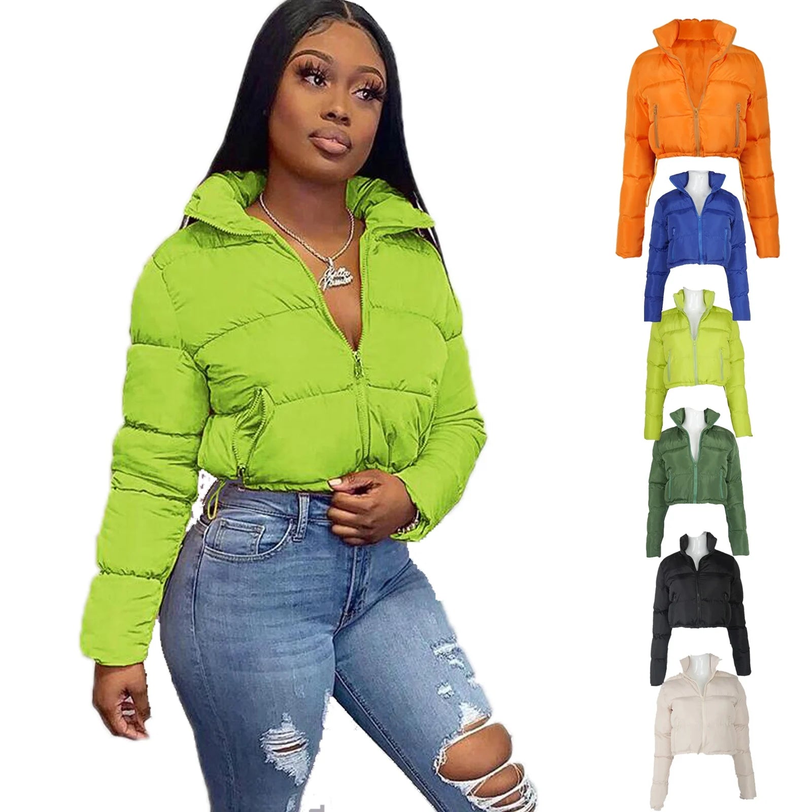 Dropshipping Fashion Winter Women Clothing Ladies Winter Parka Bubble Crop Jacket Puffer Women's Jackets Plus Size Coats