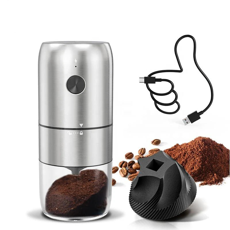 New Arrival Portable Ceramic Conical Bur Stainless Steel Rechargeable Electric Coffee Bean Grinders