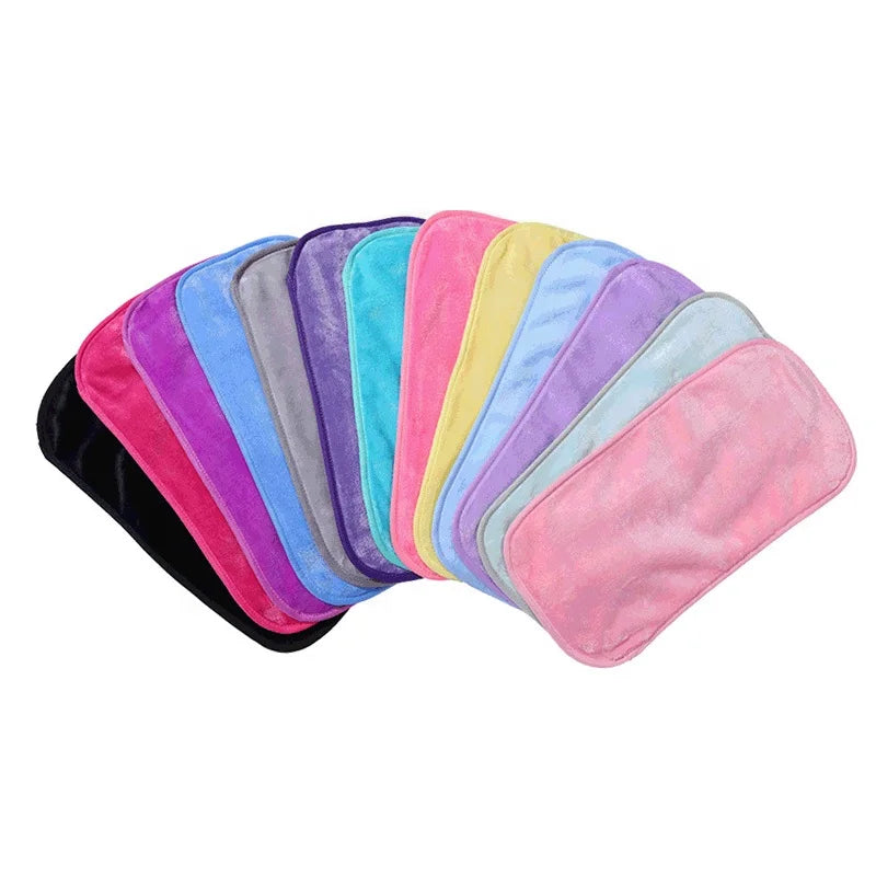 Reusable Flannel Solid Color Cleansing Face Cloths Makeup Eraser Remover Towel Breathable Absorbent