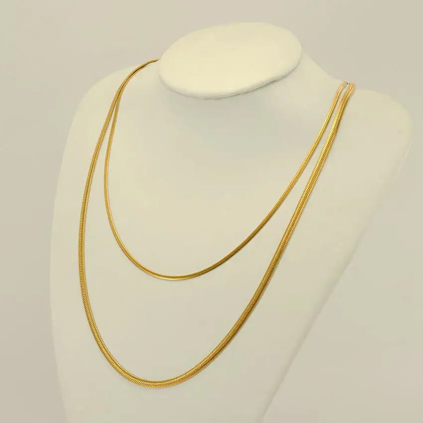 2026 Wholesale Fashion Snake Bone Chain Necklace 18K Gold Plated Stainless Steel Multi-Layer Fine Chains Fashionable Necklaces