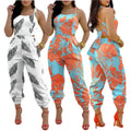 XY1005 High Quality Women Summer Jumpsuit Suspender Backless Bowknot Print One Piece Jumpsuits for Women 2022