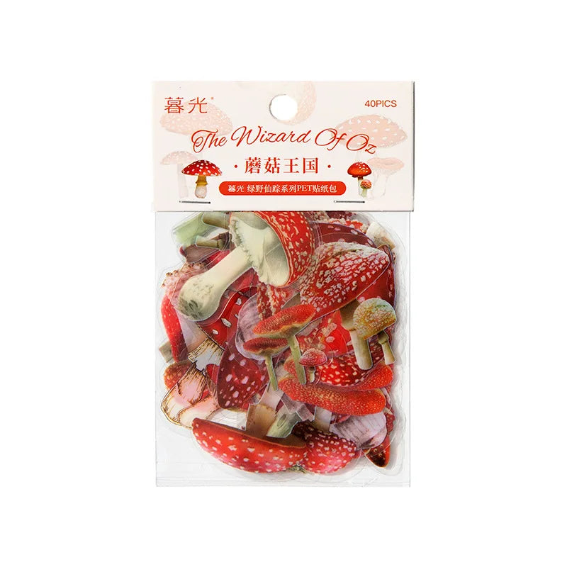 40pieces/pack Decorative Dairy Sticker Package Plant and Flower Material Collage Pet Notebook Base Transparent 8Models
