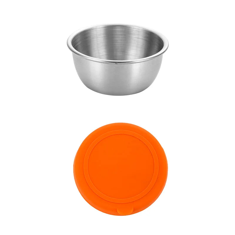 New Reusable 1.6 oz Salad Dressing Containers to Go Stainless Steel Small Dipping Sauce Cups with Silicone Lids