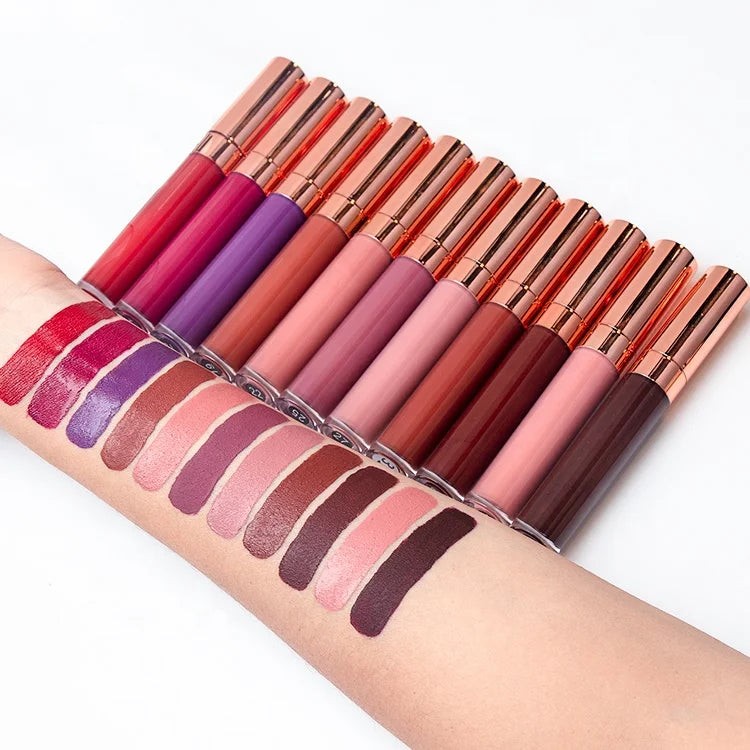 High Pigment Liquid Lipstick 43 Color Matte Lip Gloss Round Lipgloss Tube Matte Lipgloss Vendor