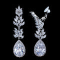 No Hole Pierced Ear Design Cubic Zirconia Crystal Pave Women Long Water Drop Clip on Earrings Without Piercing