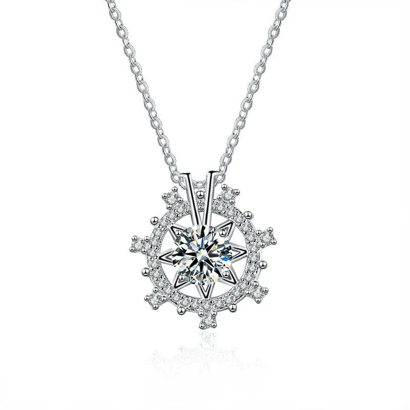 S925 Silver Moissanite Necklace for Women Luxury Diamond Clavicle Chain Valentine's Day Gift