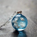 New Mori Transparent Spherical Resin Pendant Luminous Planet Blue Sky and White Clouds Necklace Fashion Jewelry