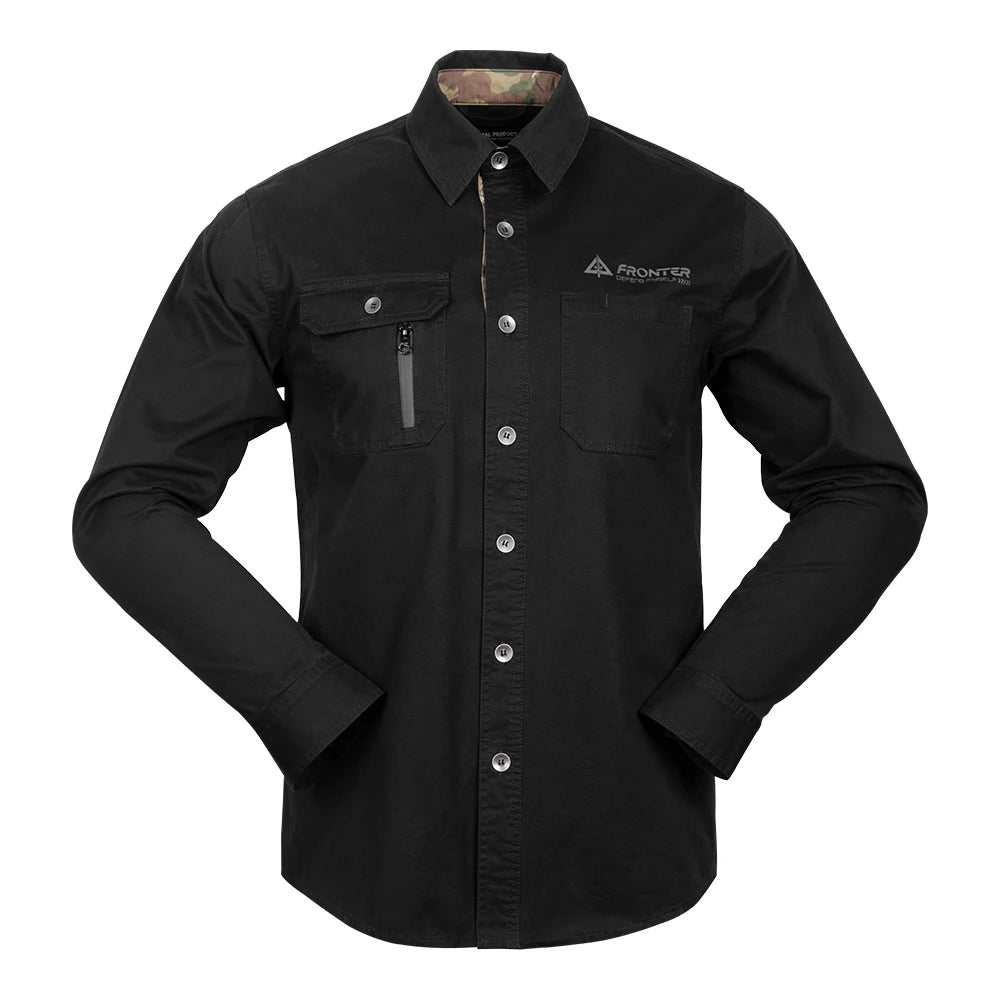 Men's Full Sleeve 100% Cotton Woven Summer Casual Tactical Shirt Breathable Eco-Friendly Camouflage for Hiking Climbing Hunting