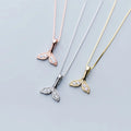 925 Sterling Silver Dainty Zircon Whale Tail Pendant Necklace Rose Gold Plated Necklaces Fashion Jewelry for Women