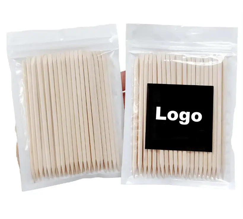 100pcs Top Quality Private Label Double Ended Manicure and Pedicure Tools Orange Wooden Nail Cuticle Pusher for Nail