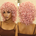 In-stock MOQ1 Short Kinky Curly Synthetic Wigs Afro Pink Wig Fluffy Bomb Big Bouncy for Black Women