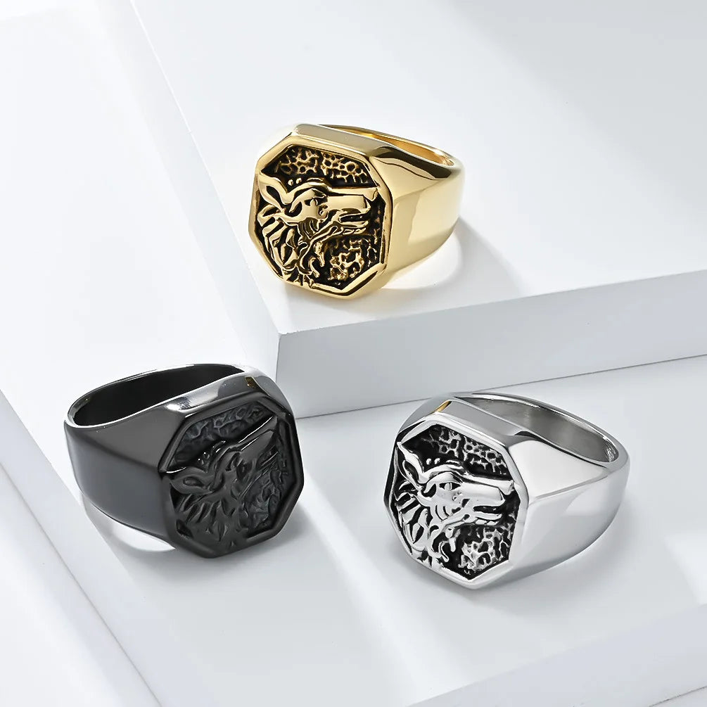 Fine Vintage Wolf Ring Stainless Steel Men Women Jewelry Knuckle Chunky Ring Biker Party Club Gift