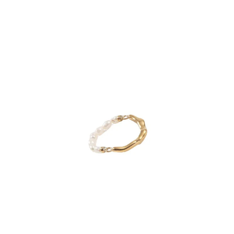 2023 Wedding Jewelry Stainless Steel Personalized Jewelry Pearl Link Ring
