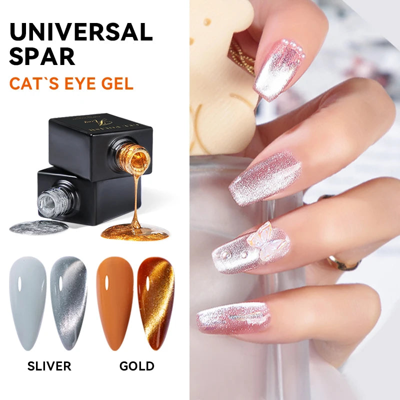 JTING Super Shiny New Colors Nail Art Neon Universal Spar Cat Eye Flash Gel Polish Cateye Gold and Silver OEM Private Label