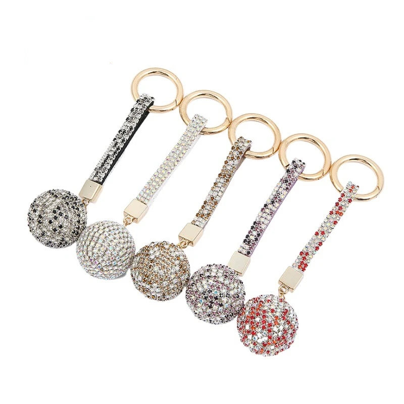 Wholesale Promotion Gift Keyholder Pendant Glitter Sparkling Rhinestone Ball Keychain for Women