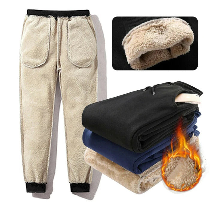 FEIBAI OEM Custom Men's Oversized Sherpa Sweatpants Polar Fleece Warm Jogger Pants Drawstring Sweatpants