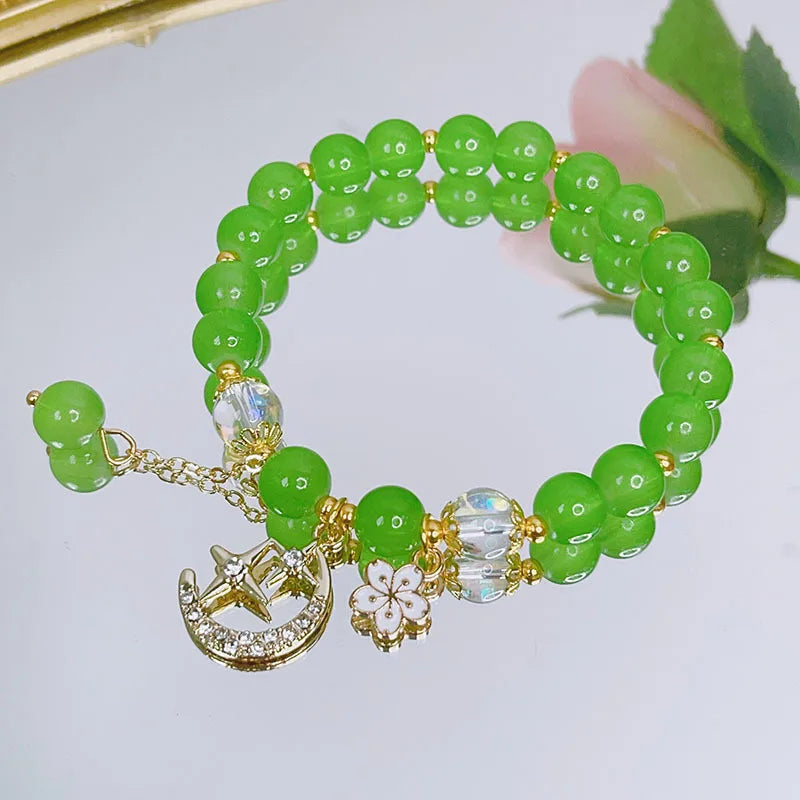 Wholesale Colorful Popping Crystal Beads Bracelets Kids Princess Cartoon Butterfly Moon Star Cute Charm Bracelets for Teen Girls