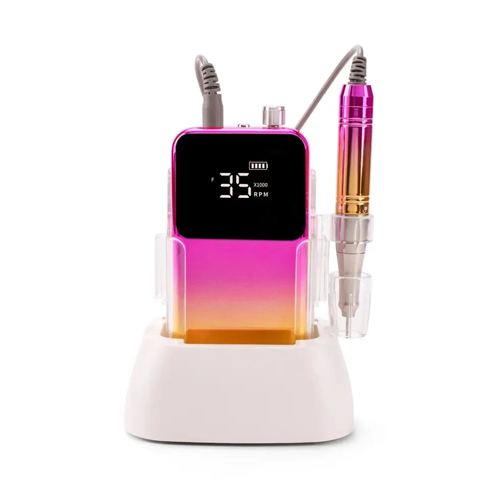 Hollow Cup Motor 35000rpm Electric Nail Drill E File Cordless Rechargeable Portable Desktop Nail Drill Machine