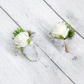 M618 Wholesale Customize Wedding Corsage Brooches Bride Groom Pin White Rose Flower Wedding Boutonniere Wrist Corsage