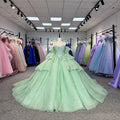 Jancember 1263 Fashion Green Pearls Beading Quinceanera Dresses Little Girls