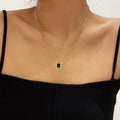 2 Pcs Layered Black Natural Shell Necklace Set 18K Gold Plated Pendant Necklace Women Vintage Minimalist Stainless Steel Jewelry
