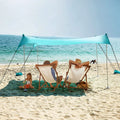 WOQI 34 Blue Sandbags Spandex Fabric Summer Family Beach Tent Sun Shelter Canopy for Outdoor