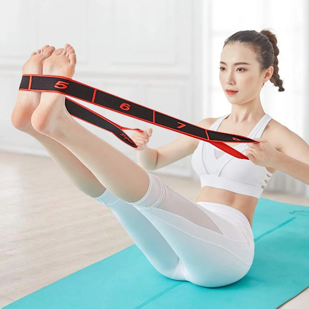 Multi-Loop Elastic Stretch Training Strap/Pilates Yoga Strap with Digital Printing