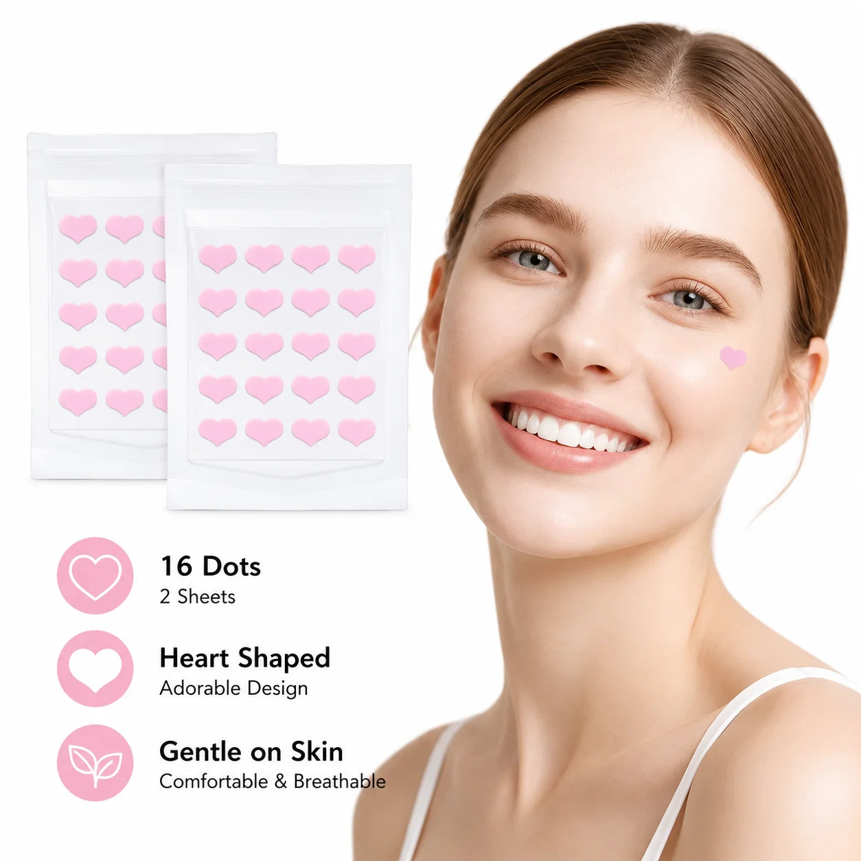 Hysent Pink Heart Hydrocolloid Pimple Patch for Acne Healing Clear Skin Care Product