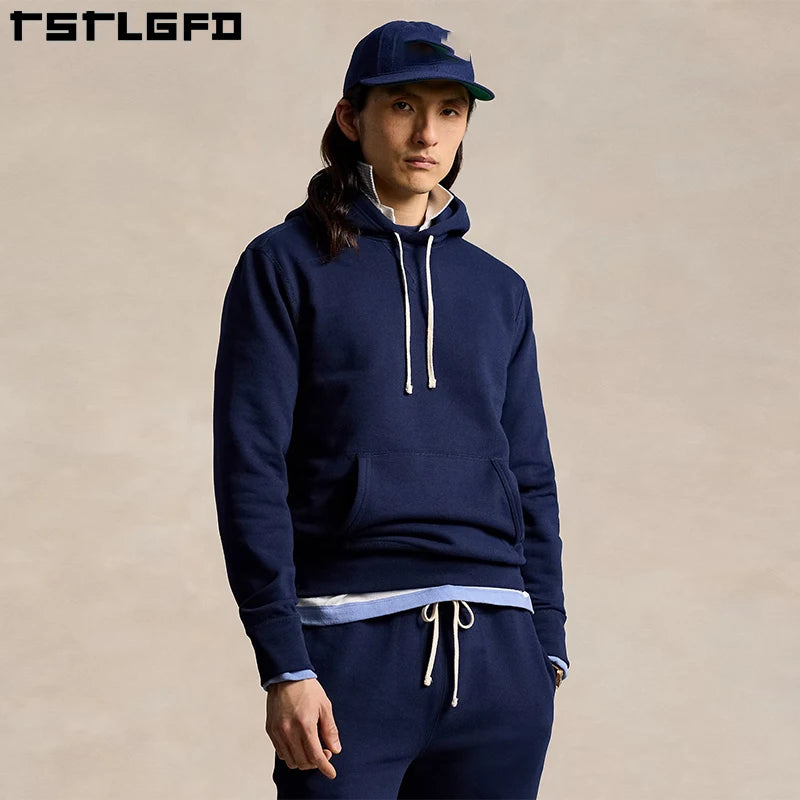 Old Money Men Clothes Cotton Blank Thick Fleece Heavy Weight Oversized Custom Print Logo Men's Sweatshirts Fleece Hoodie